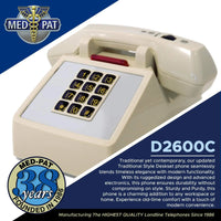 Med-Pat D2600C Retro Corded Desk Phone – Beige Analog Landline with Volume & Hearing Aid Support - MedPat Solutions
