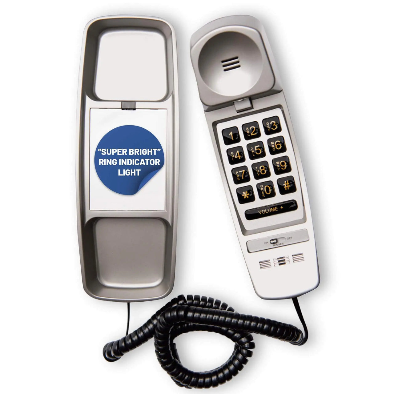 Med-Pat TL-460 Trimline Landline Phone – Wall Mount, Volume Boost, Lighted Ring for Seniors - MedPat Solutions