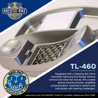 Med-Pat TL-460 Trimline Landline Phone – Wall Mount, Volume Boost, Lighted Ring for Seniors - MedPat Solutions