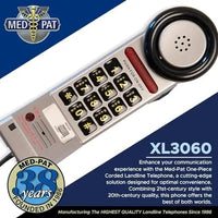 Med-Pat XL3060 Pewter Landline Phone – Volume Boost, Visual Ring Light, Hearing Aid Compatible - MedPat Solutions