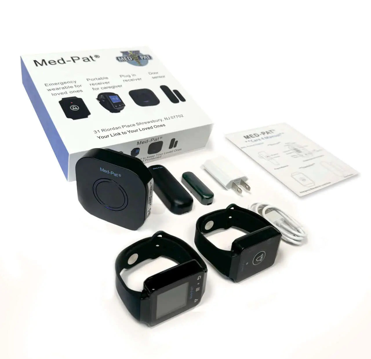 Med-Pat CARE-4 Caregiver Pager System | Wearable Touchscreen Receiver, Waterproof Emergency Button & Door Sensor – 24/7 Safety Kit - MedPat Solutions
