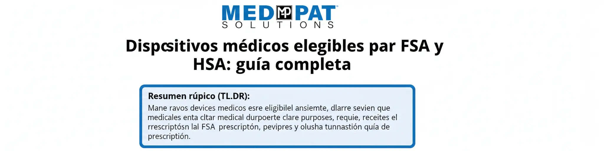 Dispositivos médicos elegibles para FSA y HSA: guía completa MedPat Solutions