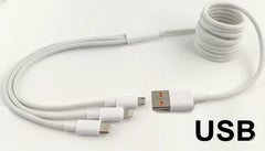 3-in-1 Braided Charging Cable | USB-A or USB-C Input