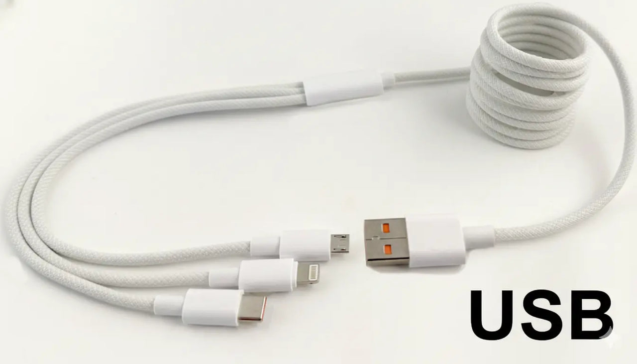 3-in-1 Braided USB Charging Cable | Lightning • Micro-USB • USB-C | Choose USB-A or USB-C Input MedPat Solutions