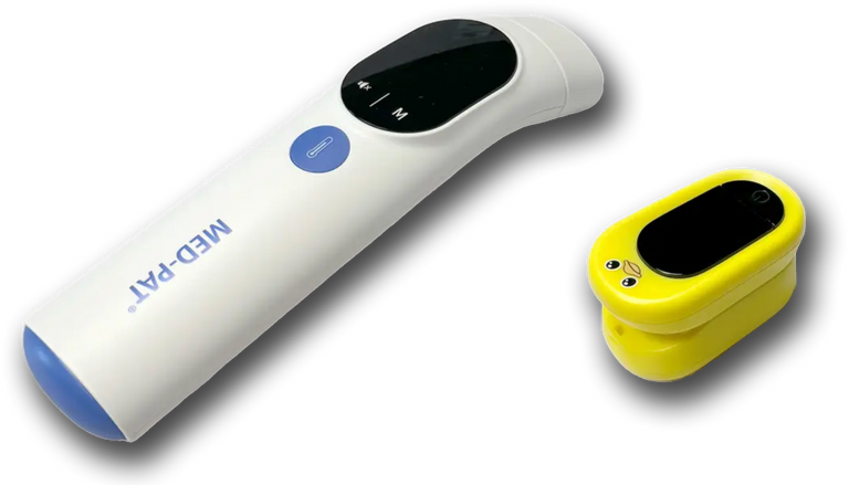  Healthy Kids Bundle, featuring the Med-Pat TH-1 4-in-1 Thermometer and Ducky Pulse Oximeter.