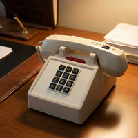 Med-Pat D2600C Retro Corded Desk Phone – Beige Analog Landline with Volume & Hearing Aid Support Med-Pat