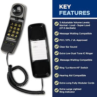 Med-Pat T-4 Trimline Telephone | Corded, Wall Mountable, Hearing Aid Compatible | Senior & Healthcare Phone - MedPat Solutions