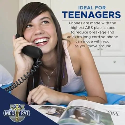 Med-Pat T-4 Trimline Telephone | Corded, Wall Mountable, Hearing Aid Compatible | Senior & Healthcare Phone - MedPat Solutions
