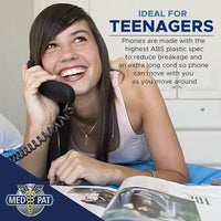 Med-Pat T-4 Trimline Telephone | Corded, Wall Mountable, Hearing Aid Compatible | Senior & Healthcare Phone - MedPat Solutions