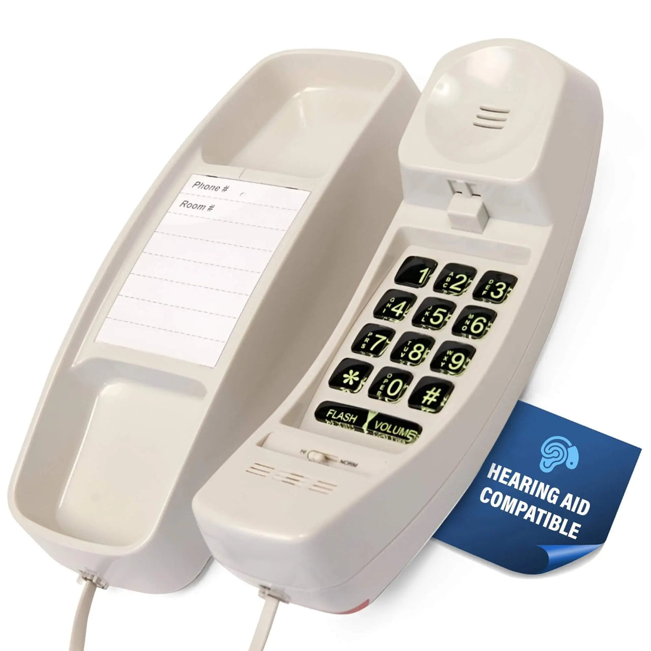 Med-Pat T1C Sleek Trimline Corded Telephone – Dove Gray | Wall-Mountable, Hearing Aid Compatible, Ring/In-Use Light - MedPat Solutions