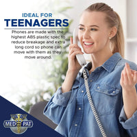 Med-Pat T1C Sleek Trimline Corded Telephone – Dove Gray | Wall-Mountable, Hearing Aid Compatible, Ring/In-Use Light - MedPat Solutions