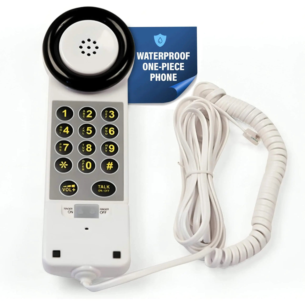 Med‑Pat XL88WP Waterproof One‑Piece Telephone – Visual Ring Light, Full‑Range Volume, High‑Visibility Keypad (White) - MedPat Solutions