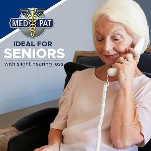 Med-Pat XL88Q One-Piece Phone – Extra-Loud Volume, Visual Ring, Water-Resistant, Hearing Aid Compatible - MedPat Solutions