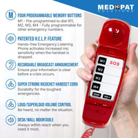 FIRST M by TAFEA Emergency Phone | One-Button 911 Dialer, Programmable M2–M4, Hands-Free Listening, Loud Ringer – Ideal for Homes, Gyms, Hospitals, Hotels & Public Spaces - MedPat Solutions