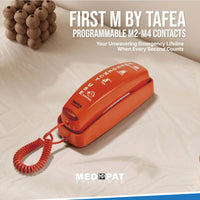 FIRST M by TAFEA Emergency Phone | One-Button 911 Dialer, Programmable M2–M4, Hands-Free Listening, Loud Ringer – Ideal for Homes, Gyms, Hospitals, Hotels & Public Spaces - MedPat Solutions